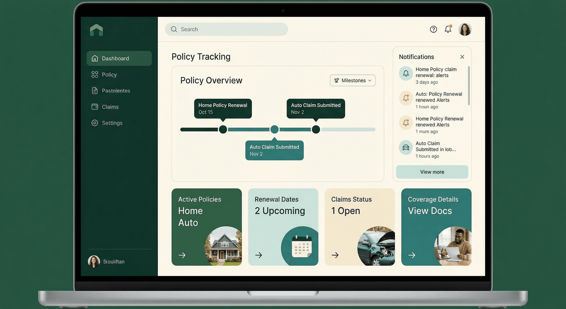 Panel de seguimiento de pólizas